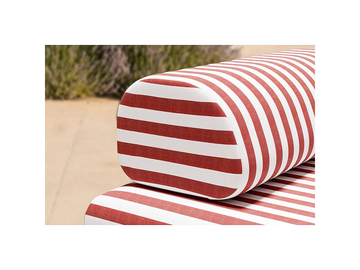 Méridienne modulable - Tissu extérieur à rayures, blanc et rouge