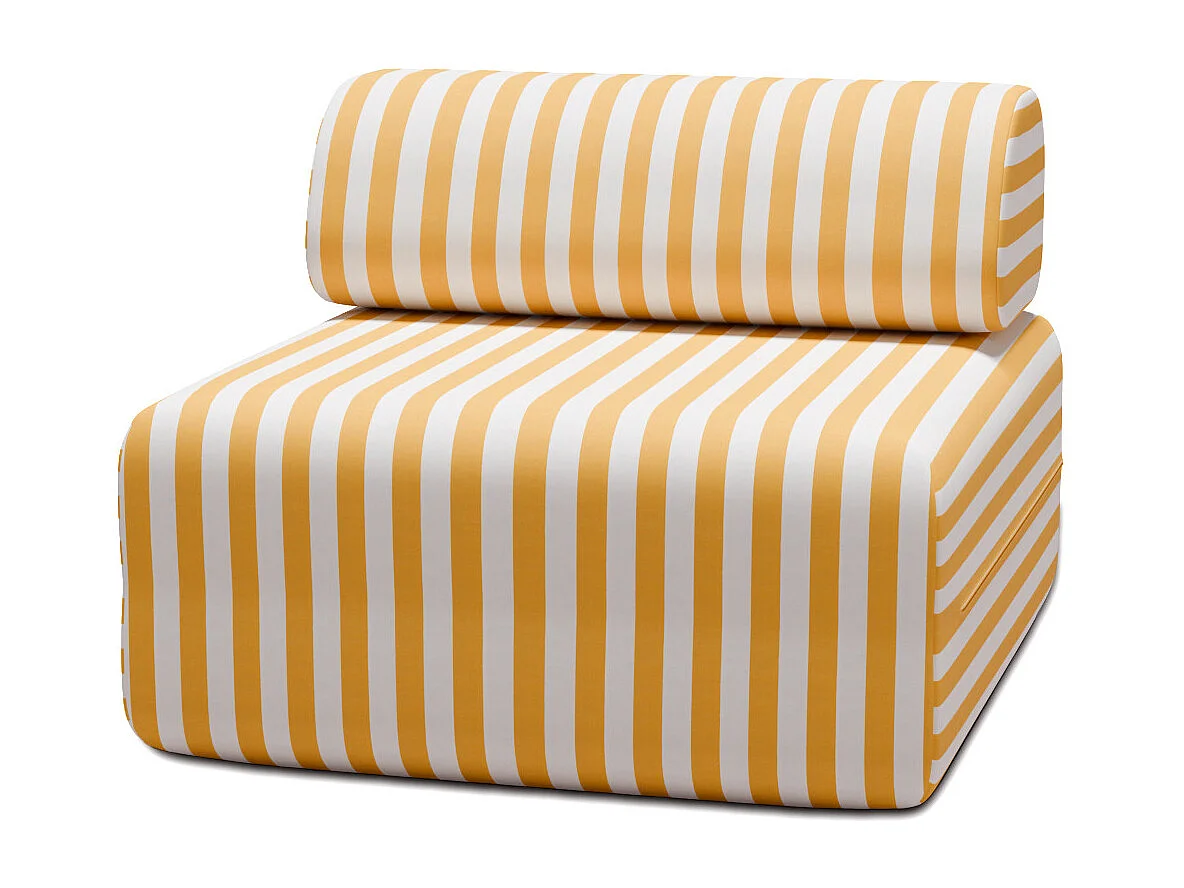Fauteuil modulable - Tissu extérieur à rayures, blanc et jaune