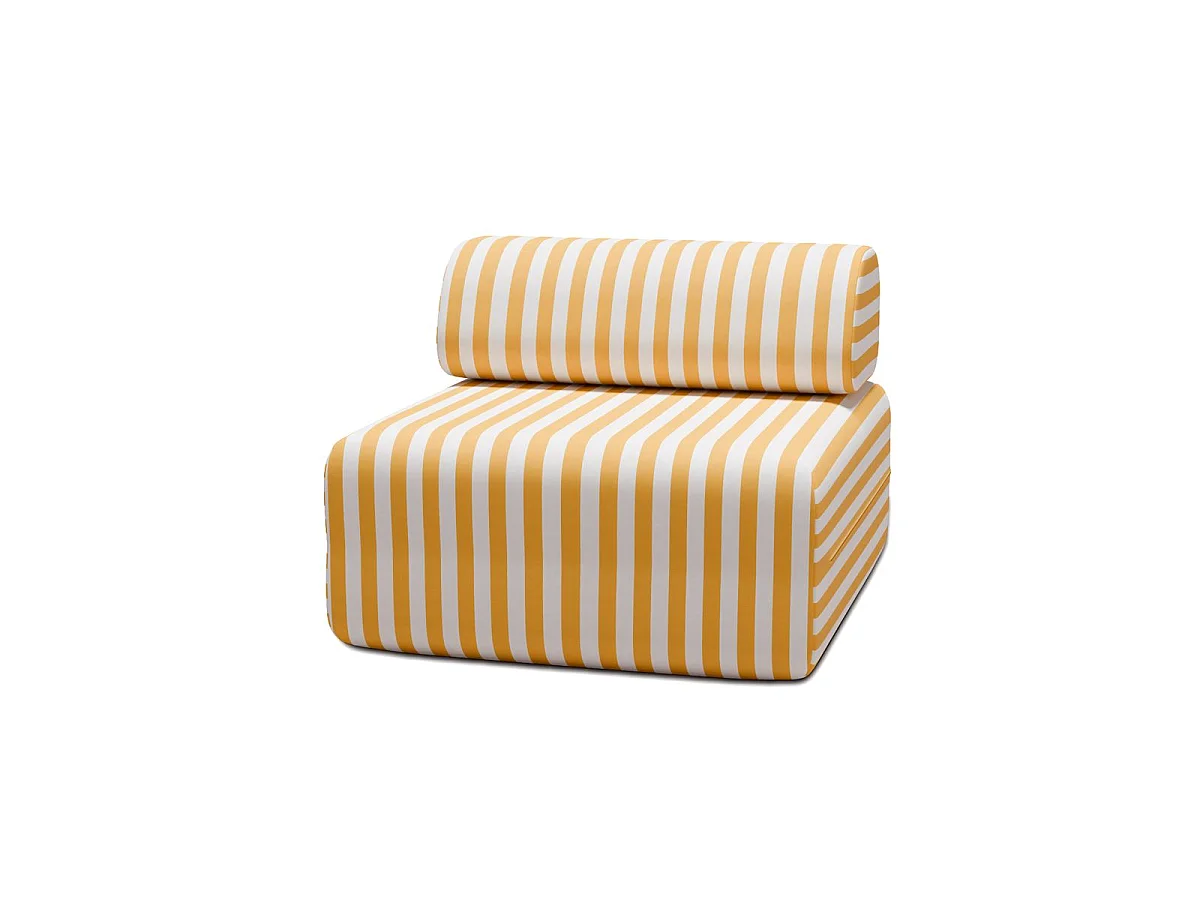Fauteuil modulable - Tissu extérieur à rayures, blanc et jaune