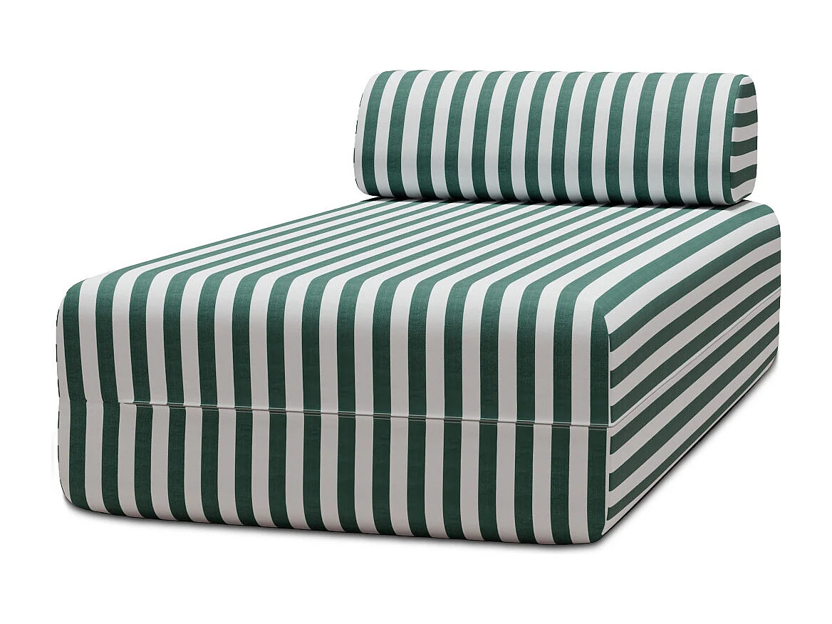 Méridienne modulable - Tissu extérieur à rayures, blanc et vert foncé
