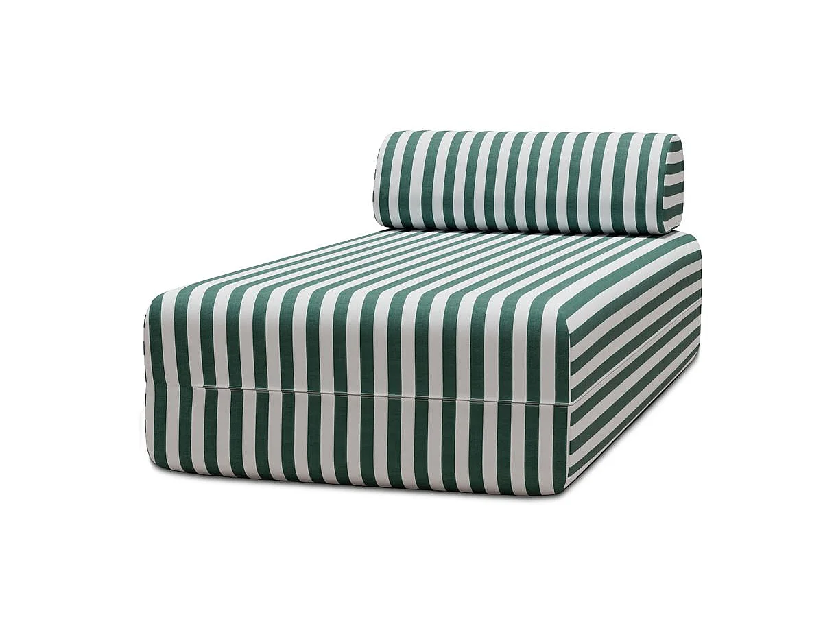 Méridienne modulable - Tissu extérieur à rayures, blanc et vert foncé