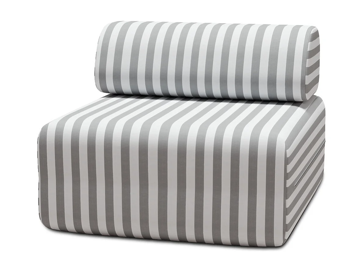 Fauteuil modulable - Tissu extérieur à rayures, blanc et gris