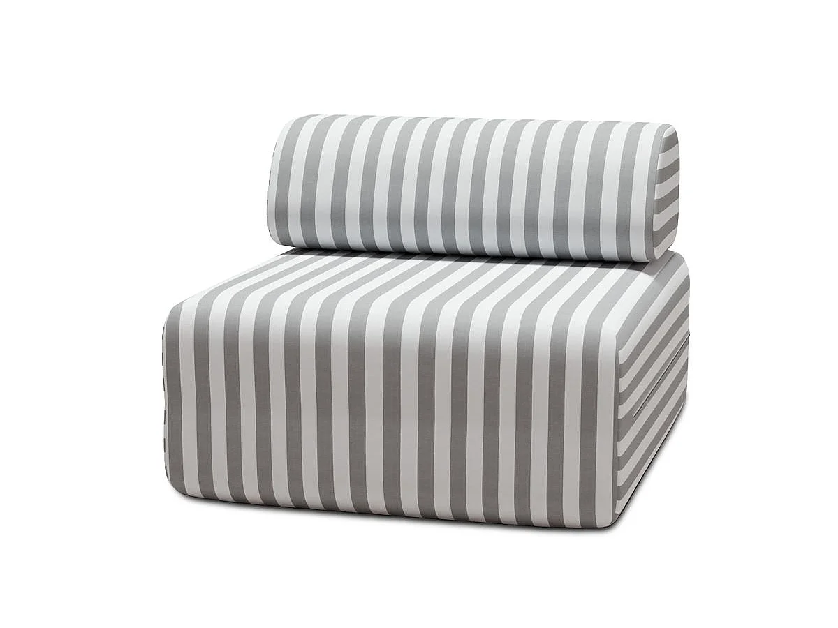 Fauteuil modulable - Tissu extérieur à rayures, blanc et gris