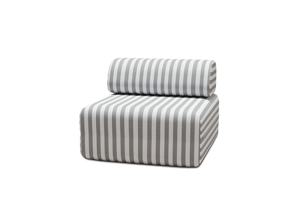 Gestreepte buitenfauteuil, wit en grijs