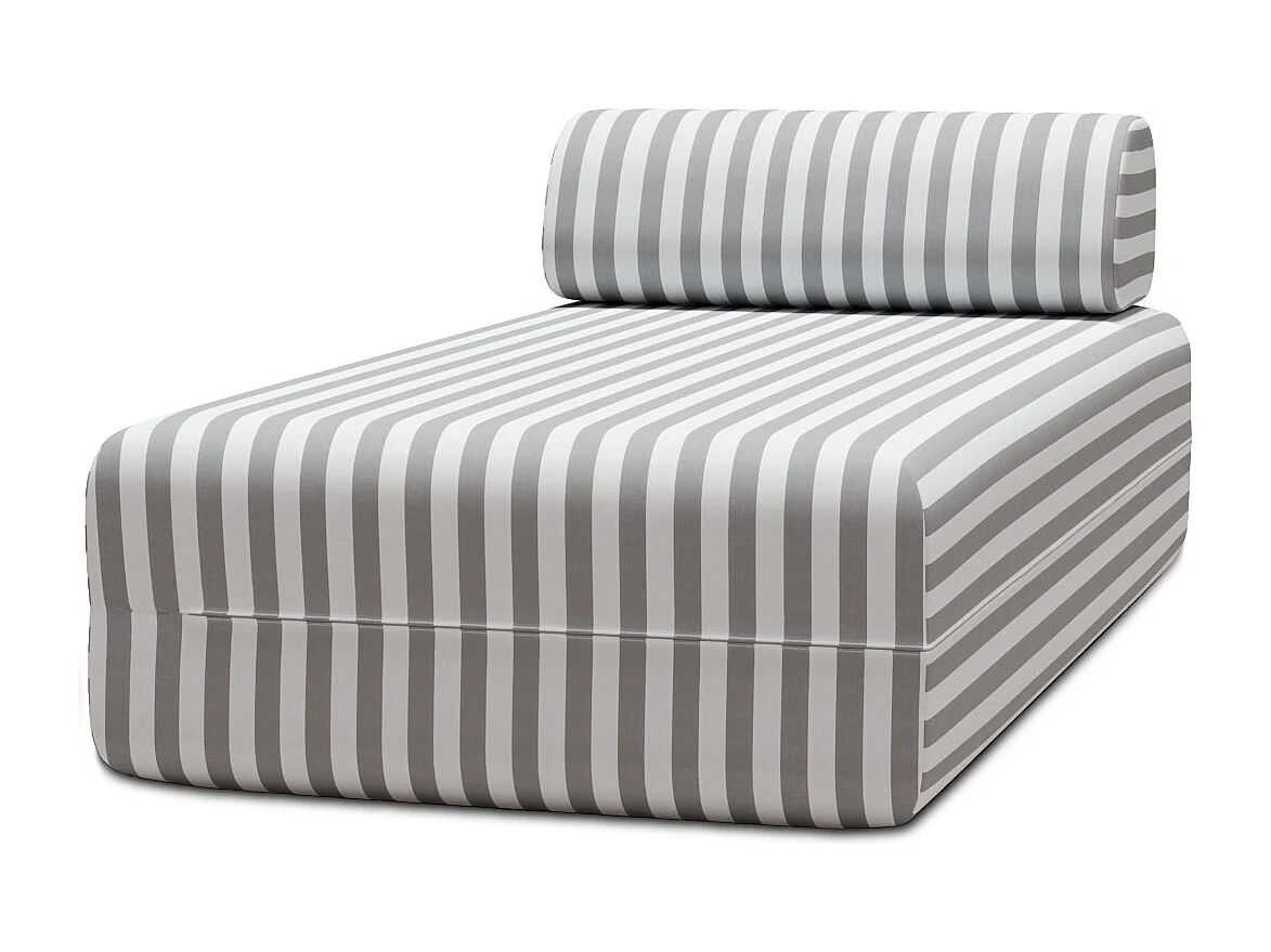 Méridienne modulable - Tissu extérieur à rayures, blanc et gris
