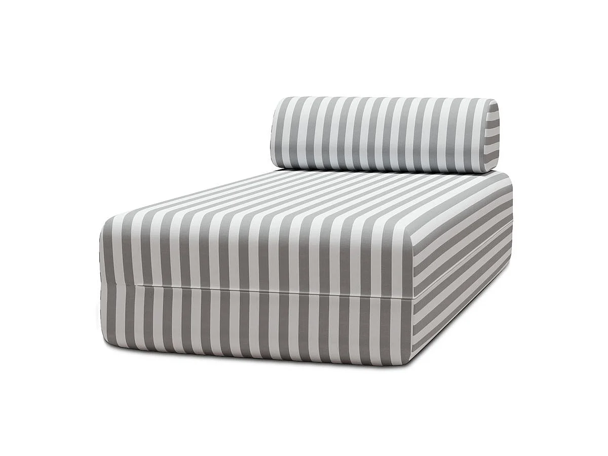 Méridienne modulable - Tissu extérieur à rayures, blanc et gris