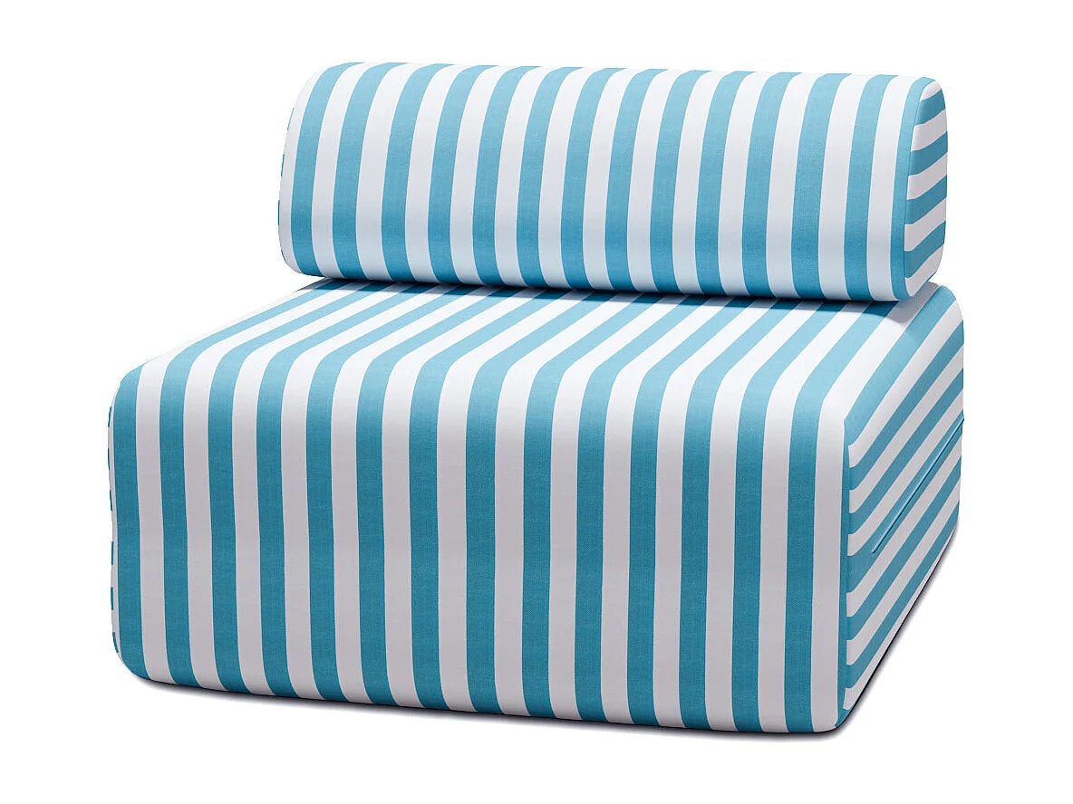 Fauteuil modulable - Tissu extérieur à rayures, blanc et bleu