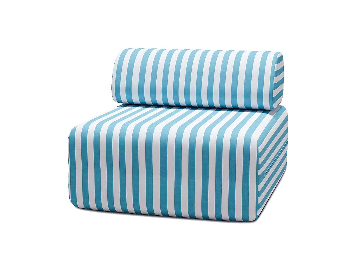 Fauteuil modulable - Tissu extérieur à rayures, blanc et bleu