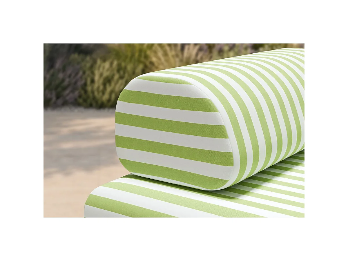 Canapé 3 places modulable - Tissu extérieur à rayures, blanc et vert anis
