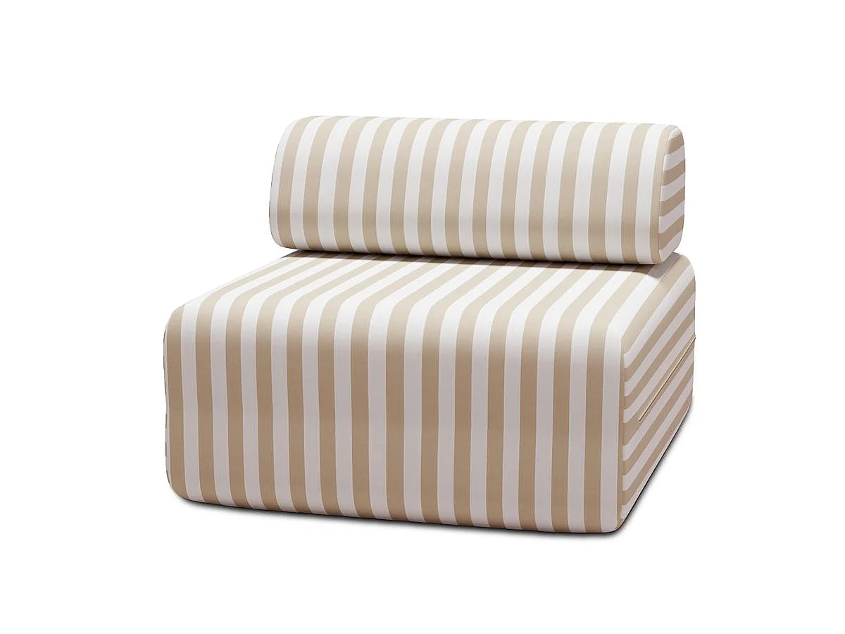 Fauteuil modulable - Tissu extérieur à rayures, blanc et beige