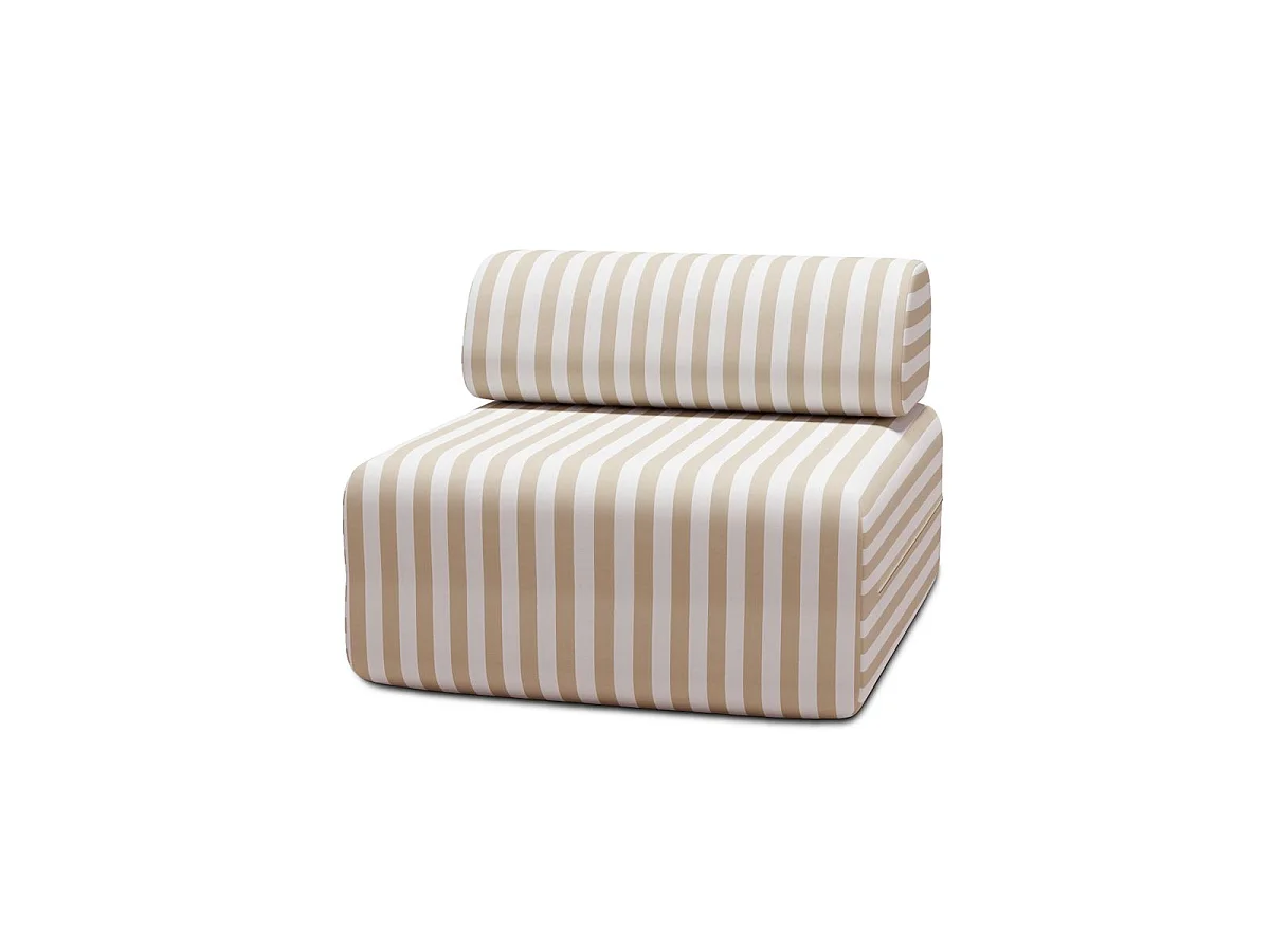 Gestreepte buitenfauteuil, wit en beige