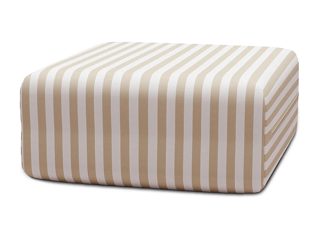 Pouf modulable - Tissu extérieur à rayures, blanc et beige
