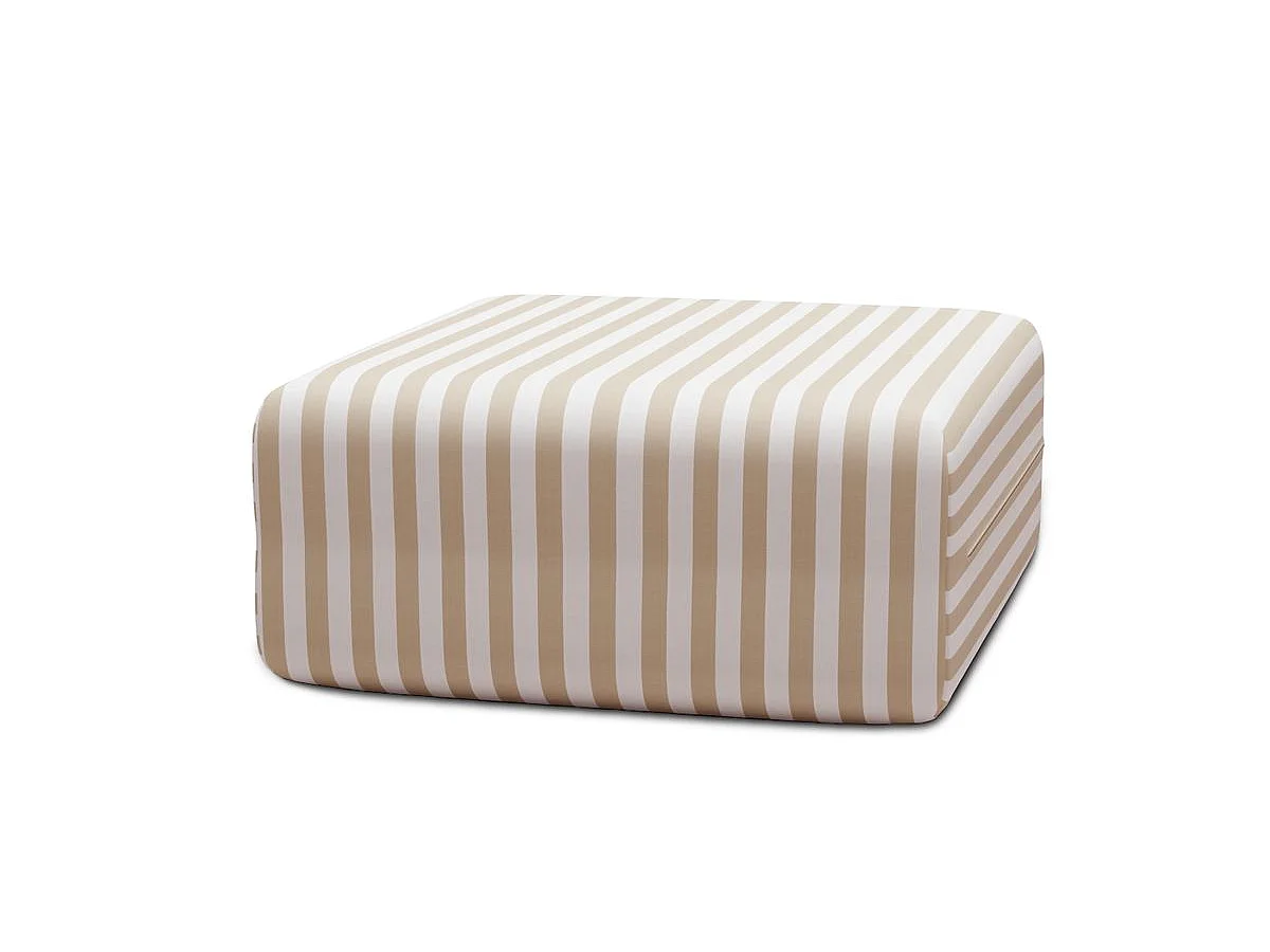 Pouf modulable - Tissu extérieur à rayures, blanc et beige