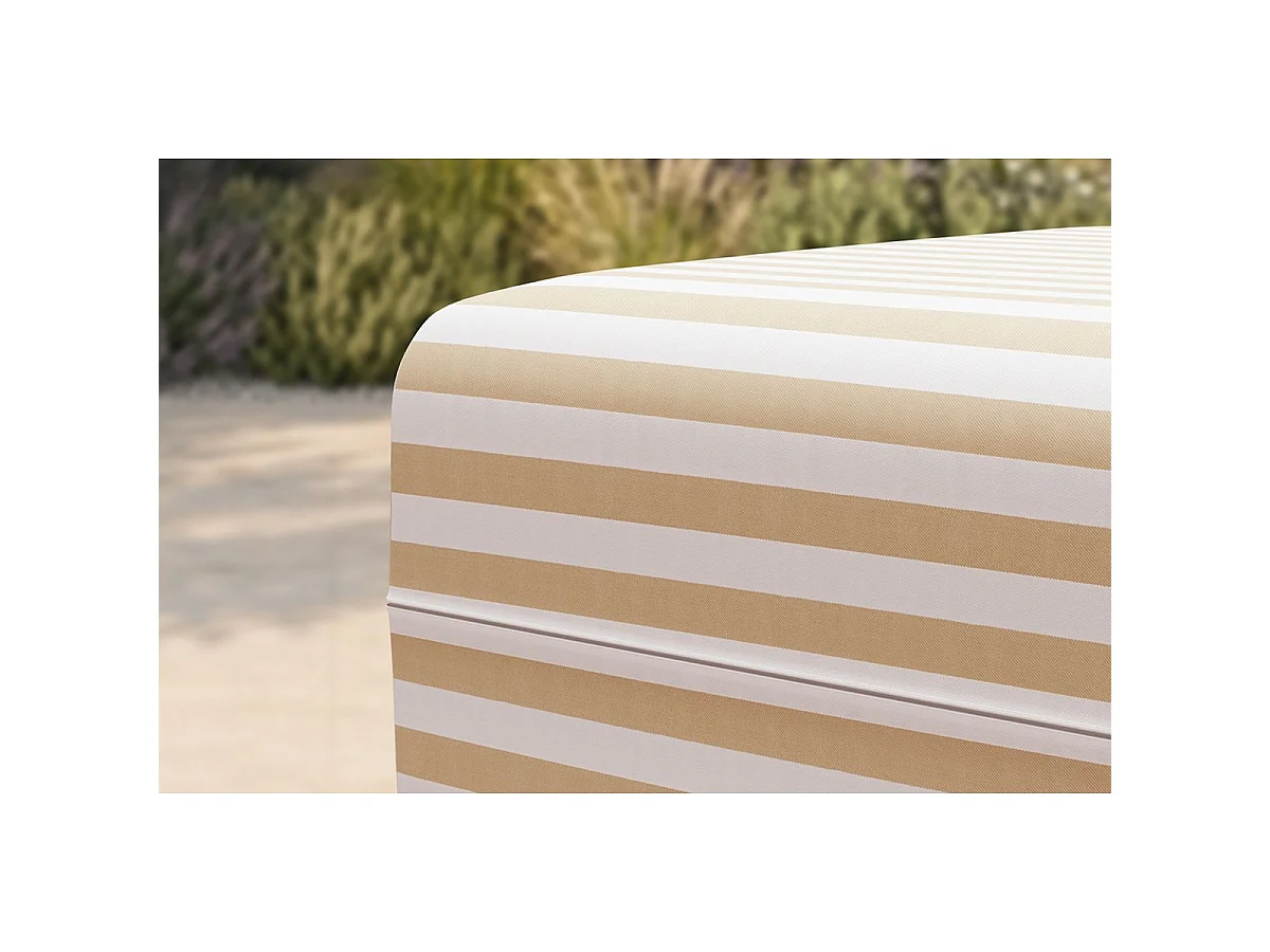 Pouf modulable - Tissu extérieur à rayures, blanc et beige