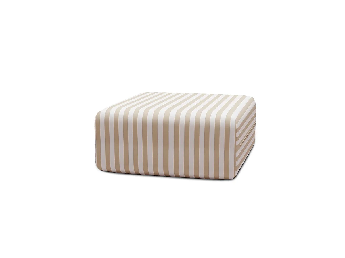 Pouf modulable - Tissu extérieur à rayures, blanc et beige
