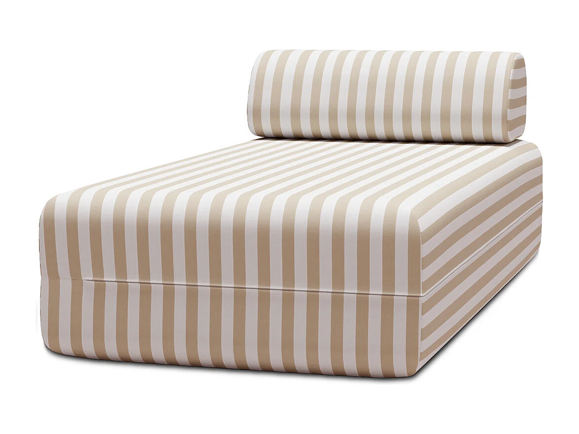 Méridienne modulable - Tissu extérieur à rayures, blanc et beige