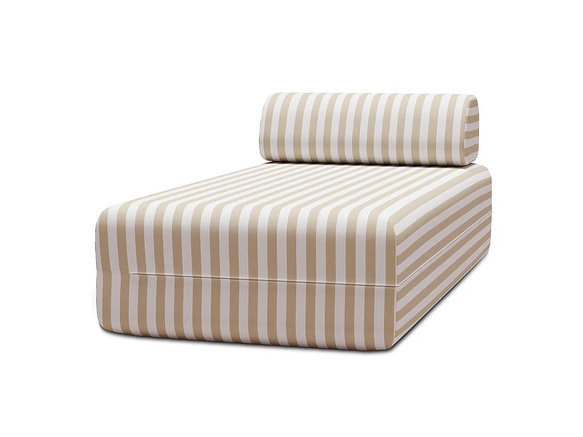 Méridienne modulable - Tissu extérieur à rayures, blanc et beige