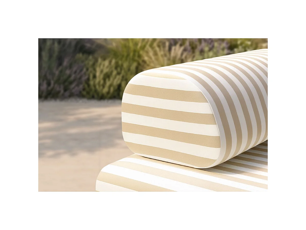 Méridienne modulable - Tissu extérieur à rayures, blanc et beige