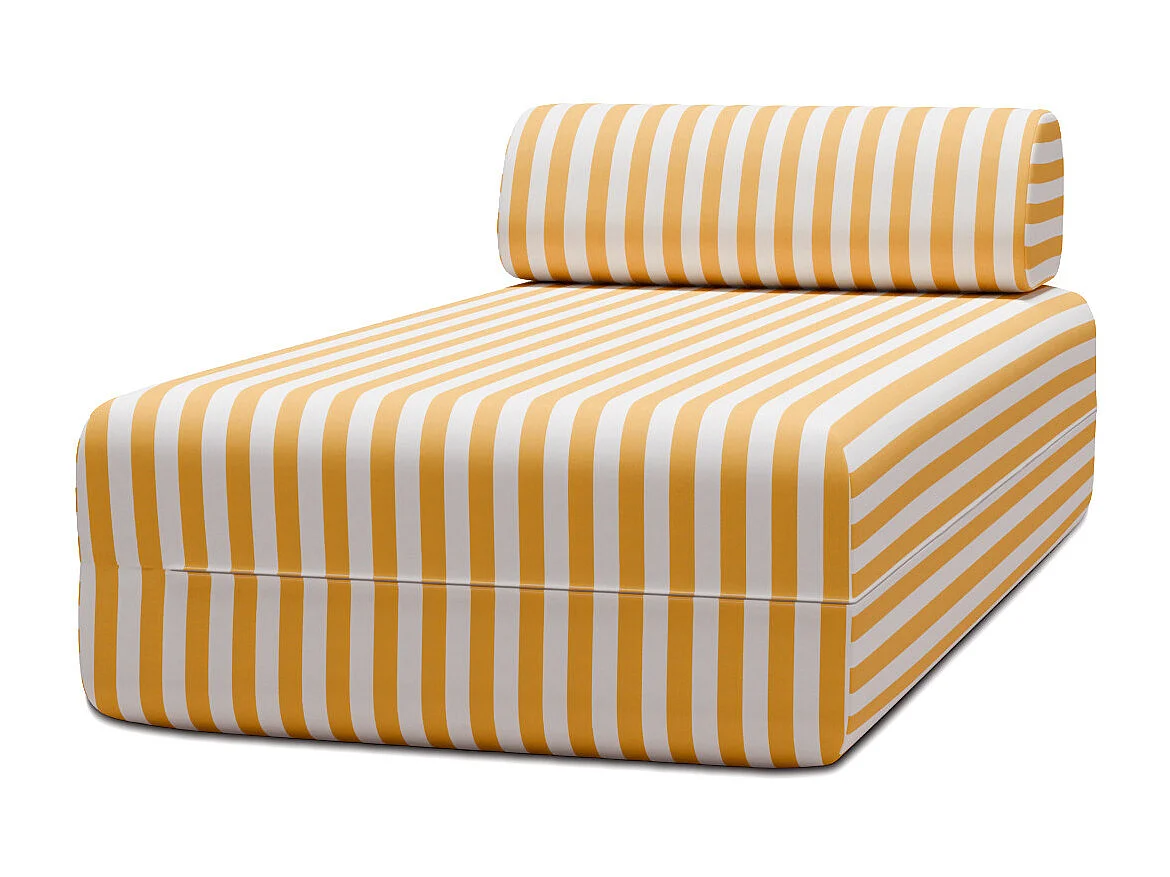 Méridienne modulable - Tissu extérieur à rayures, blanc et jaune