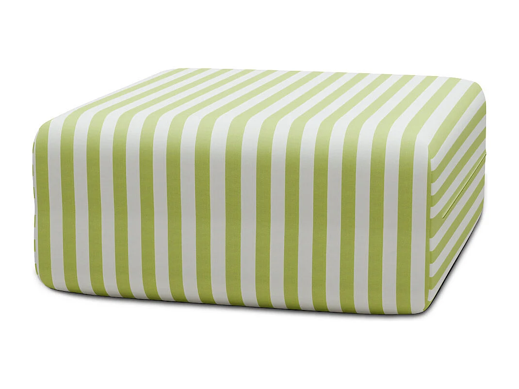 Pouf modulable - Tissu extérieur à rayures, blanc et vert anis