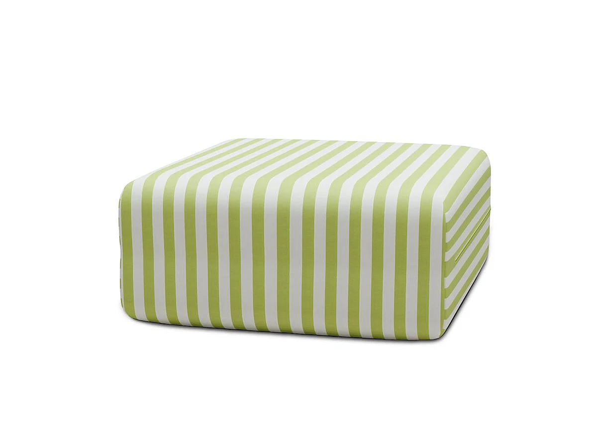 Pouf modulable - Tissu extérieur à rayures, blanc et vert anis