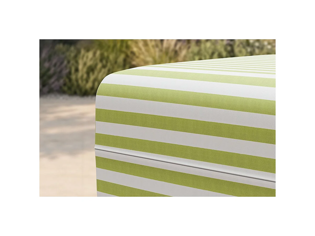 Pouf modulable - Tissu extérieur à rayures, blanc et vert anis