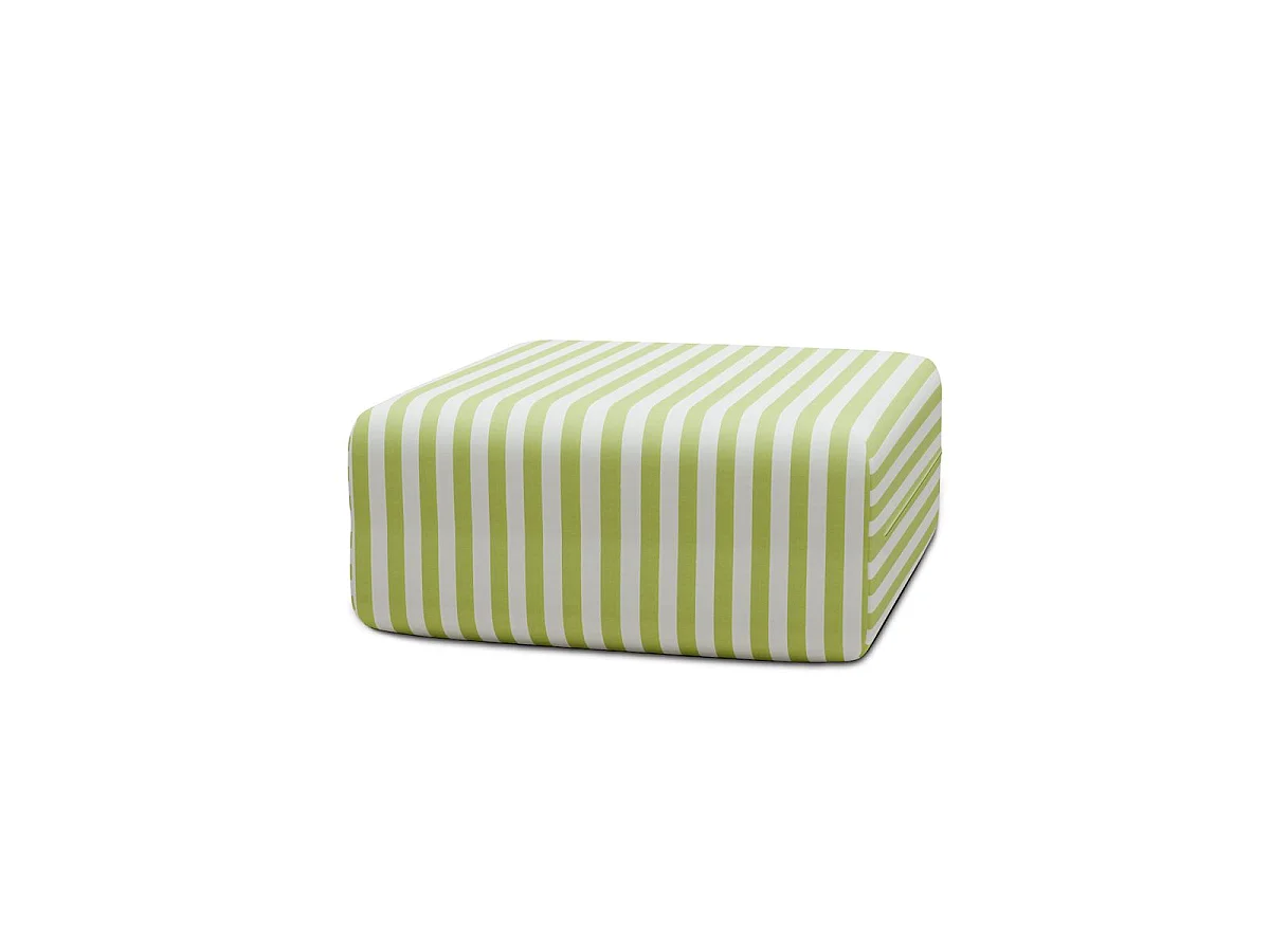 Pouf modulable - Tissu extérieur à rayures, blanc et vert anis