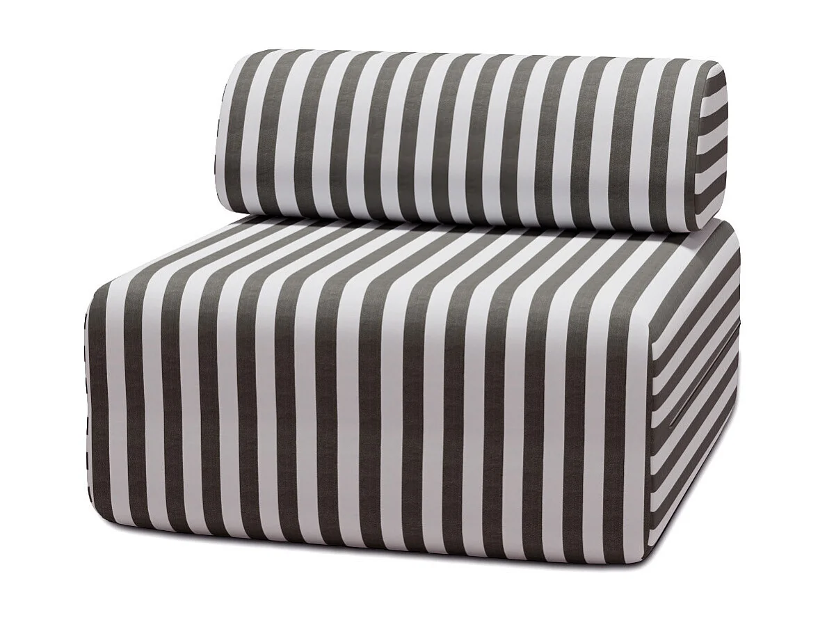 Fauteuil modulable - Tissu extérieur à rayures, blanc et gris anthracite