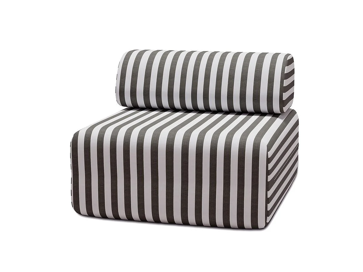 Fauteuil modulable - Tissu extérieur à rayures, blanc et gris anthracite