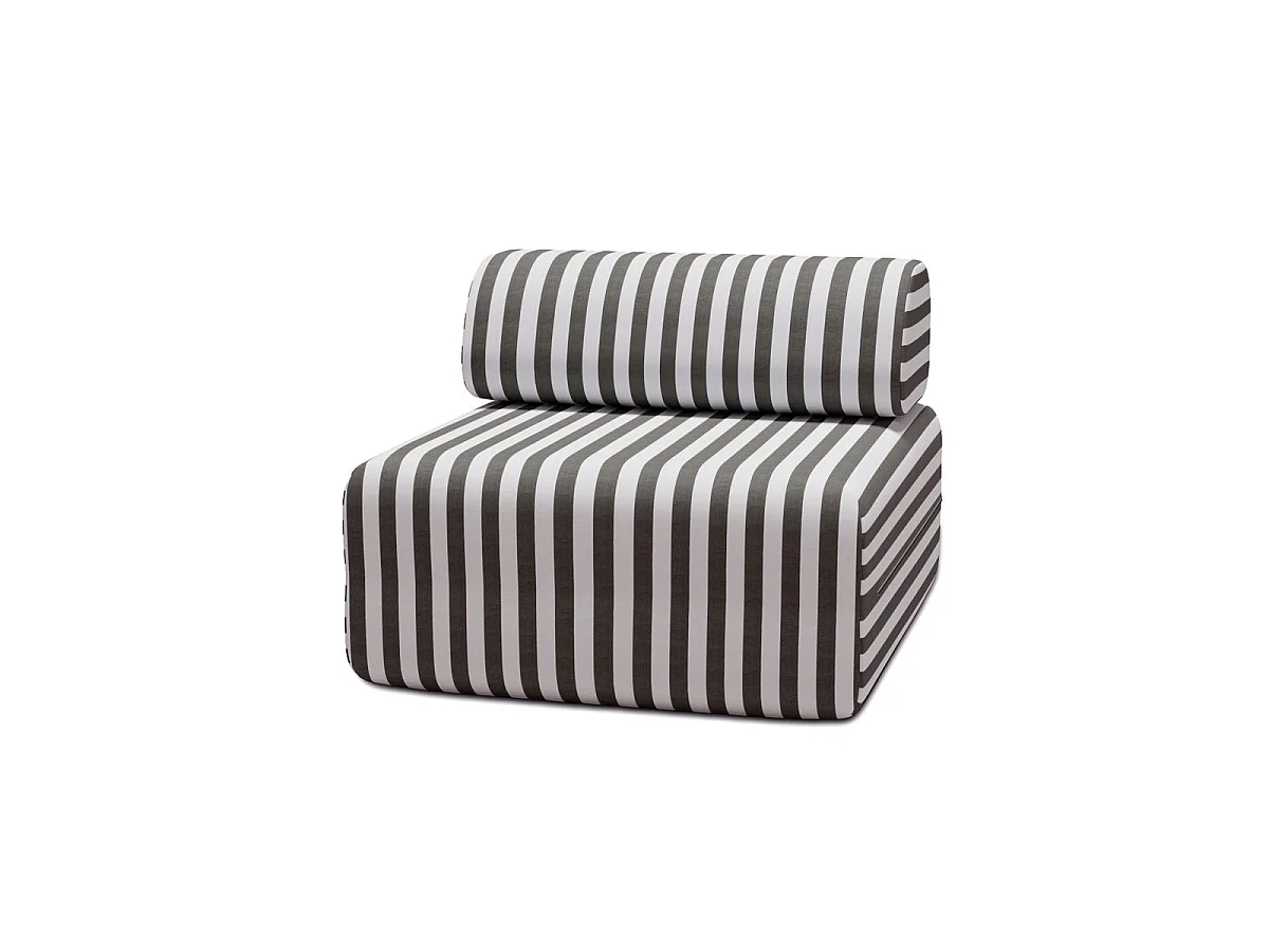 Gestreepte buitenfauteuil, wit en antracietgrijs