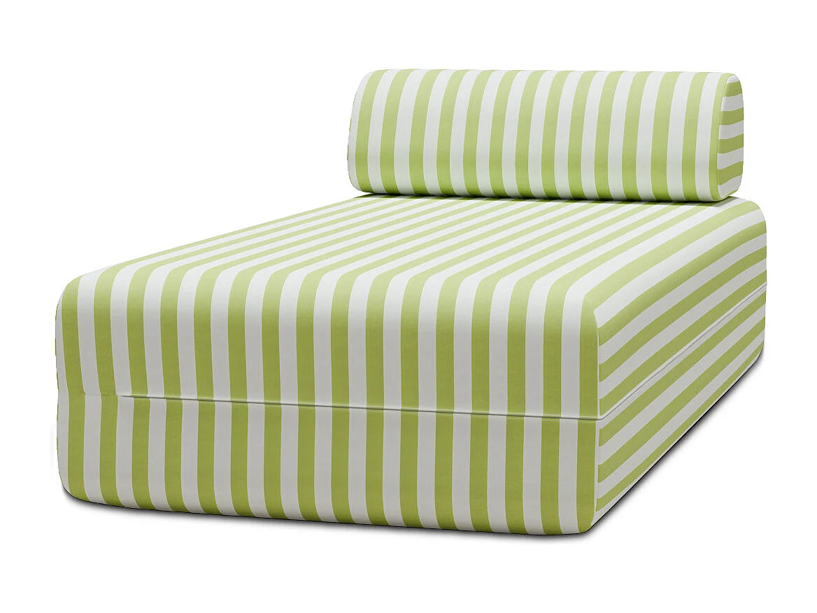 Méridienne modulable - Tissu extérieur à rayures, blanc et vert anis