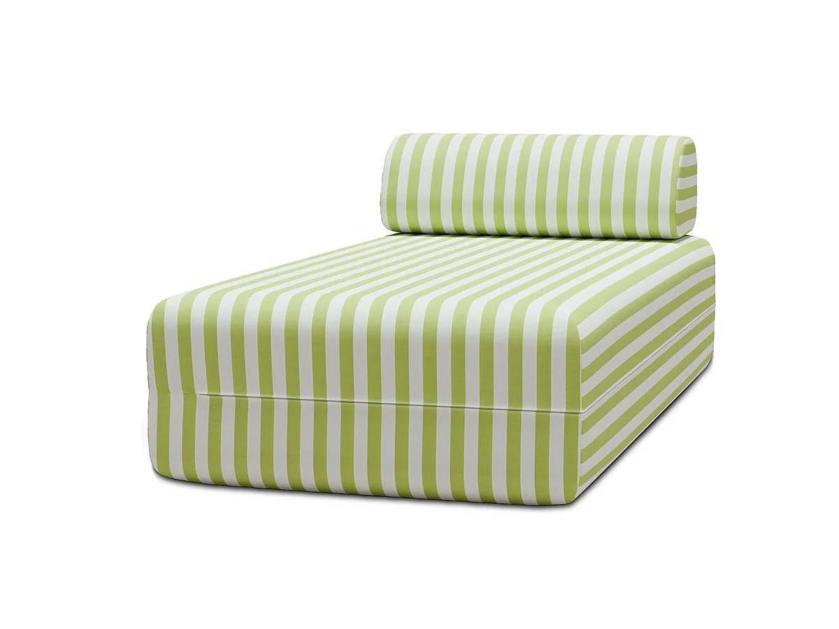 Méridienne modulable - Tissu extérieur à rayures, blanc et vert anis