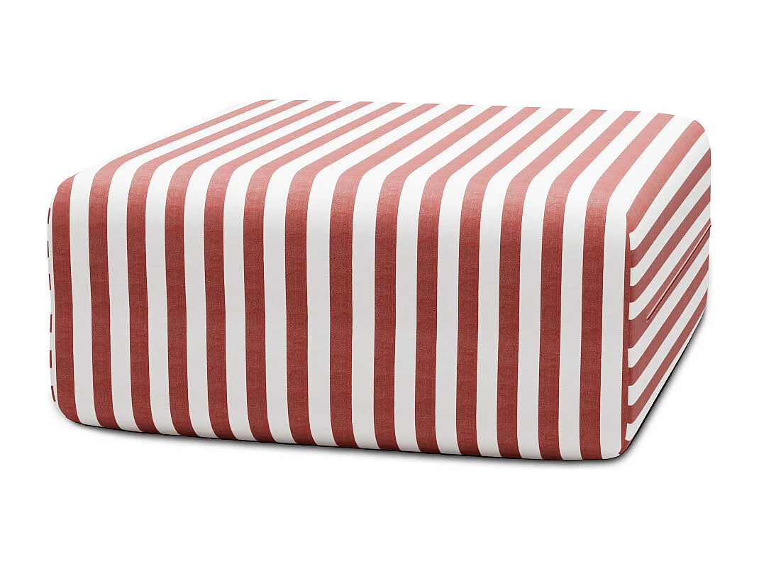 Pouf modulable - Tissu extérieur à rayures, blanc et rouge