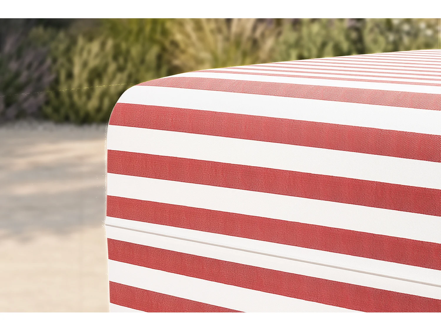 Pouf modulable - Tissu extérieur à rayures, blanc et rouge