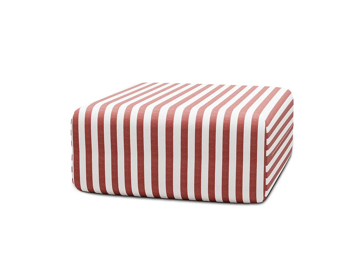 Pouf modulable - Tissu extérieur à rayures, blanc et rouge