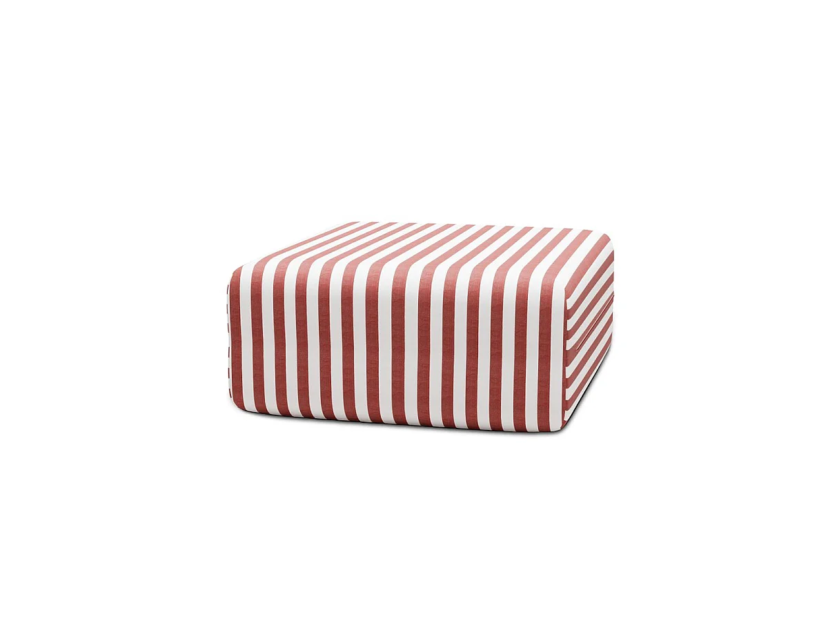 Pouf modulable - Tissu extérieur à rayures, blanc et rouge