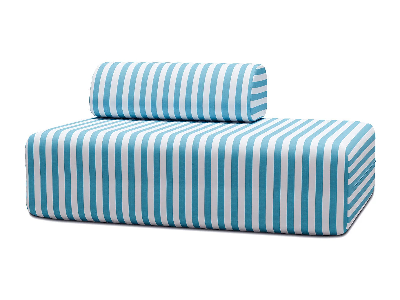 Canapé 2 places modulable - Tissu extérieur à rayures, blanc et bleu