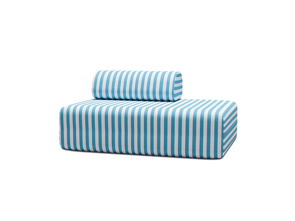 Canapé 2 places modulable - Tissu extérieur à rayures, blanc et bleu