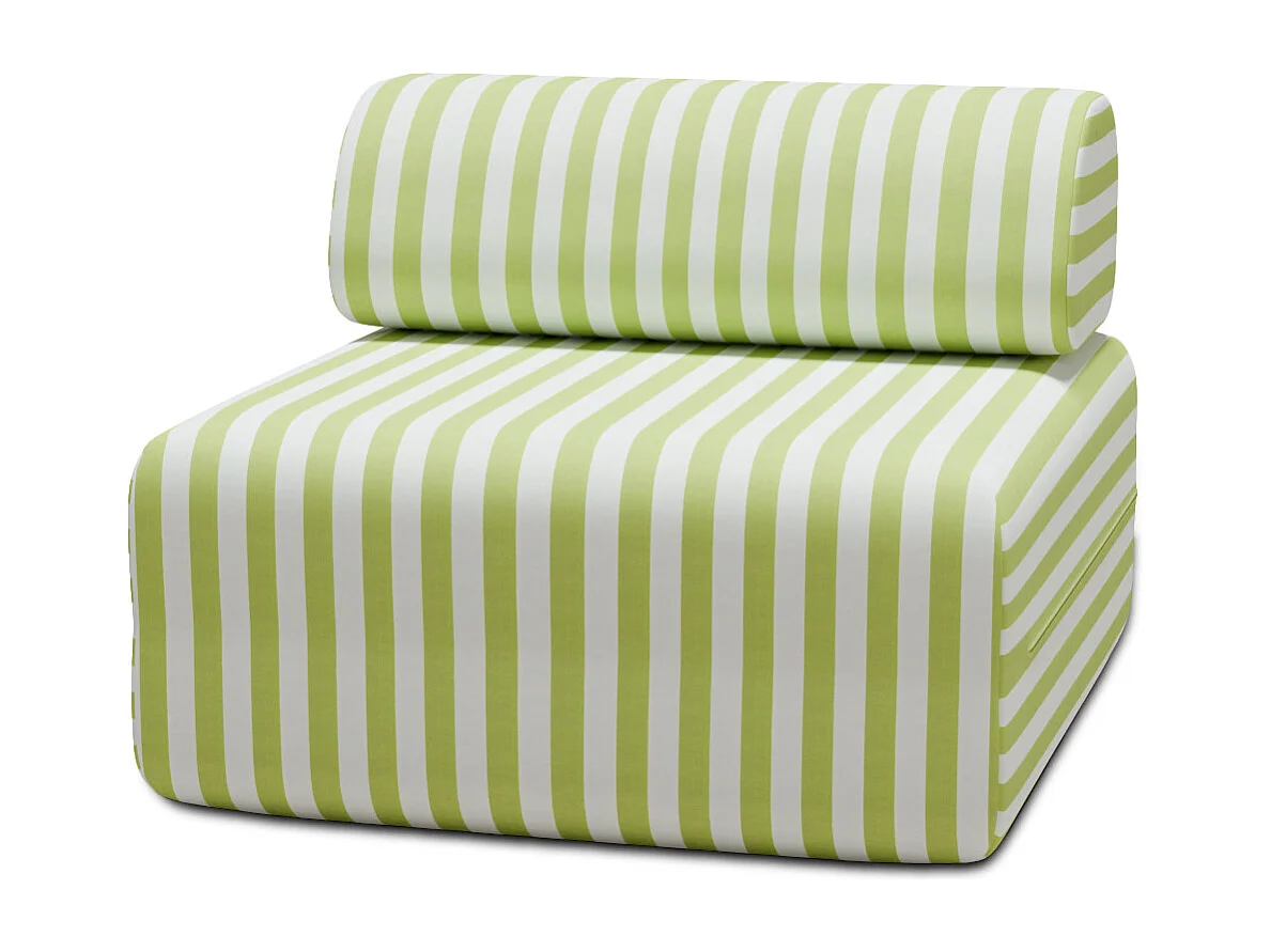 Fauteuil modulable - Tissu extérieur à rayures, blanc et vert anis