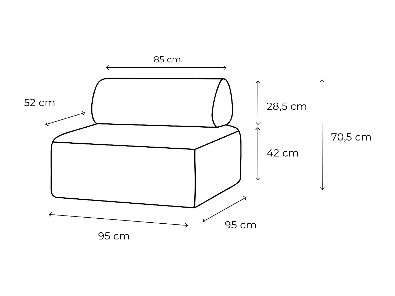 Fauteuil modulable - Tissu extérieur à rayures, blanc et vert anis
