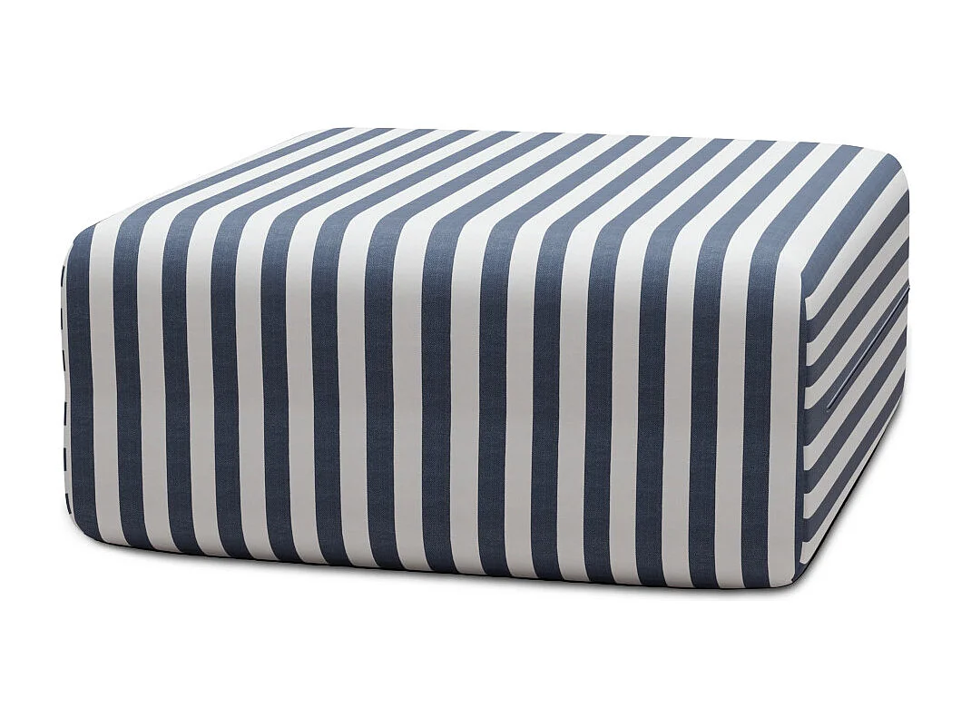 Pouf modulable - Tissu extérieur à rayures, blanc et bleu foncé