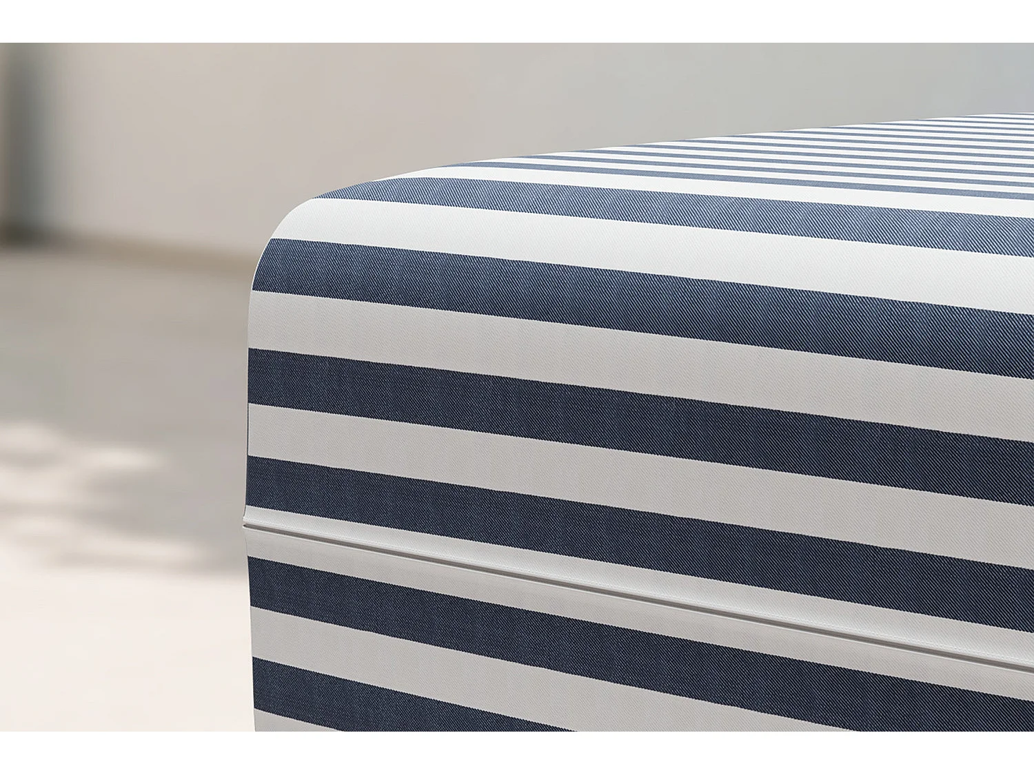 Pouf modulable - Tissu extérieur à rayures, blanc et bleu foncé