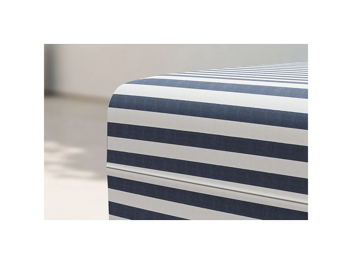 Pouf modulable - Tissu extérieur à rayures, blanc et bleu foncé