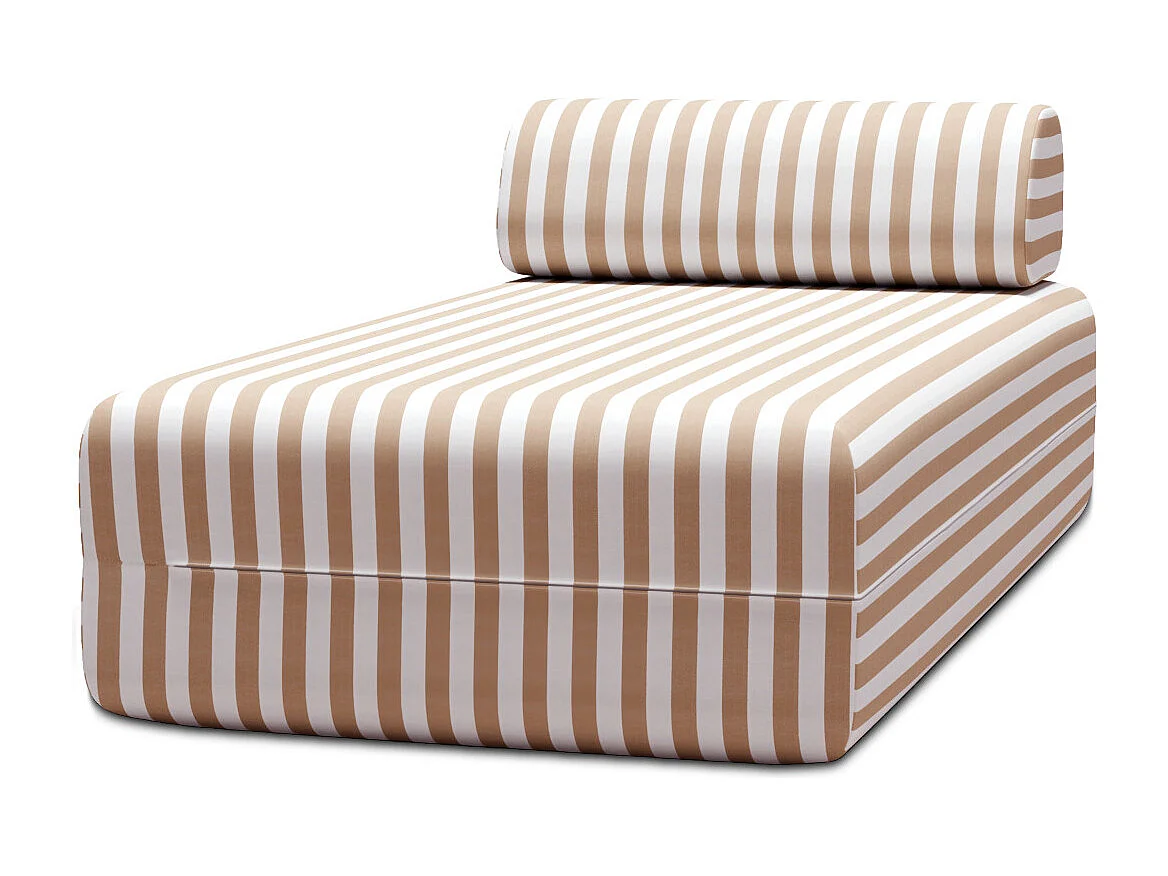 Méridienne modulable - Tissu extérieur à rayures, blanc et marron