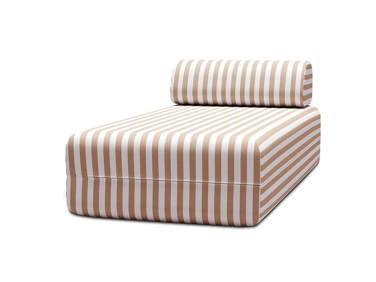 Méridienne modulable - Tissu extérieur à rayures, blanc et marron