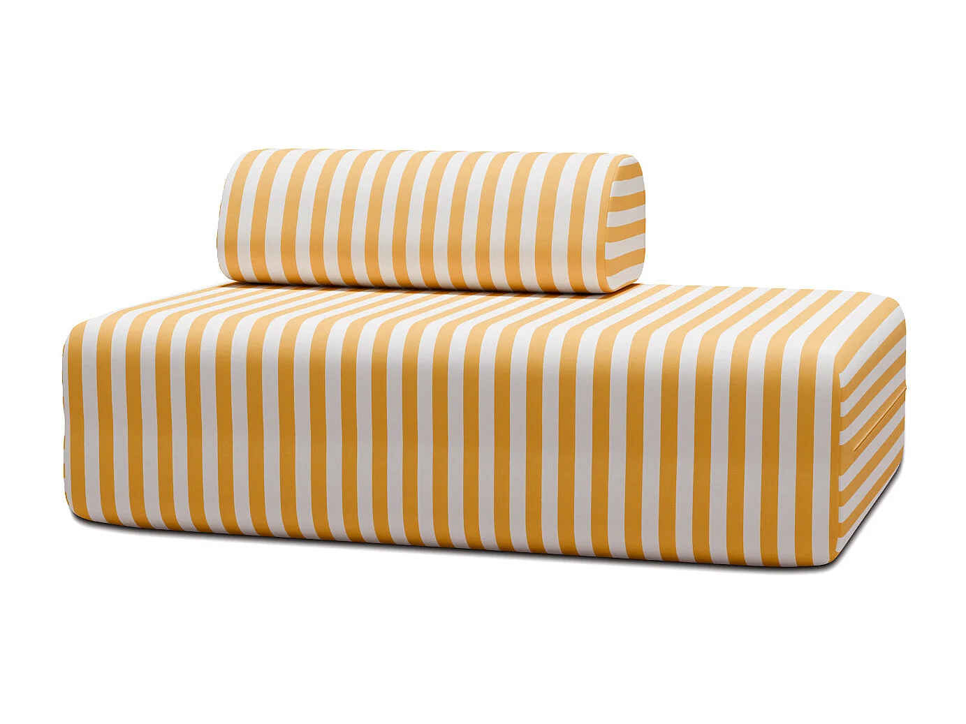 Canapé 2 places modulable - Tissu extérieur à rayures, blanc et jaune