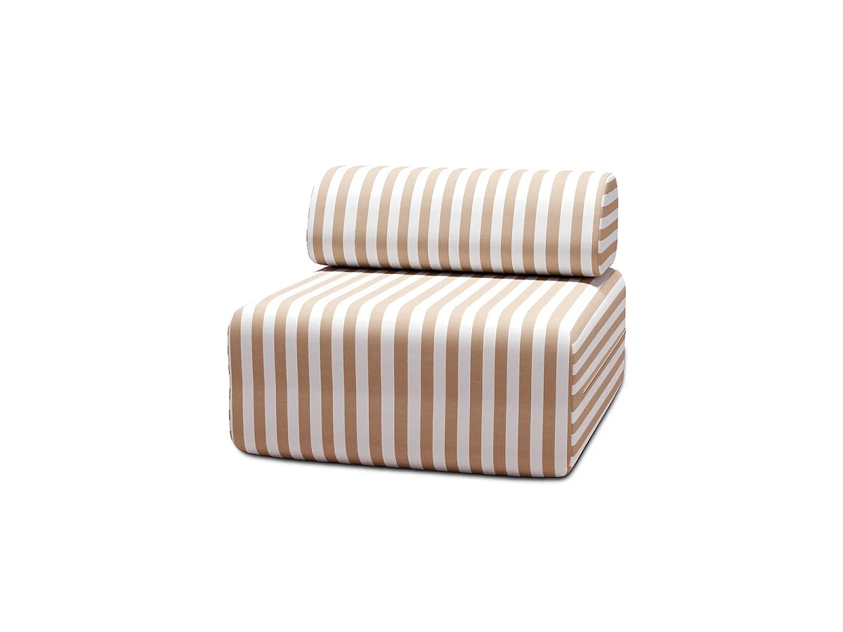 Gestreepte buitenfauteuil, wit en bruin