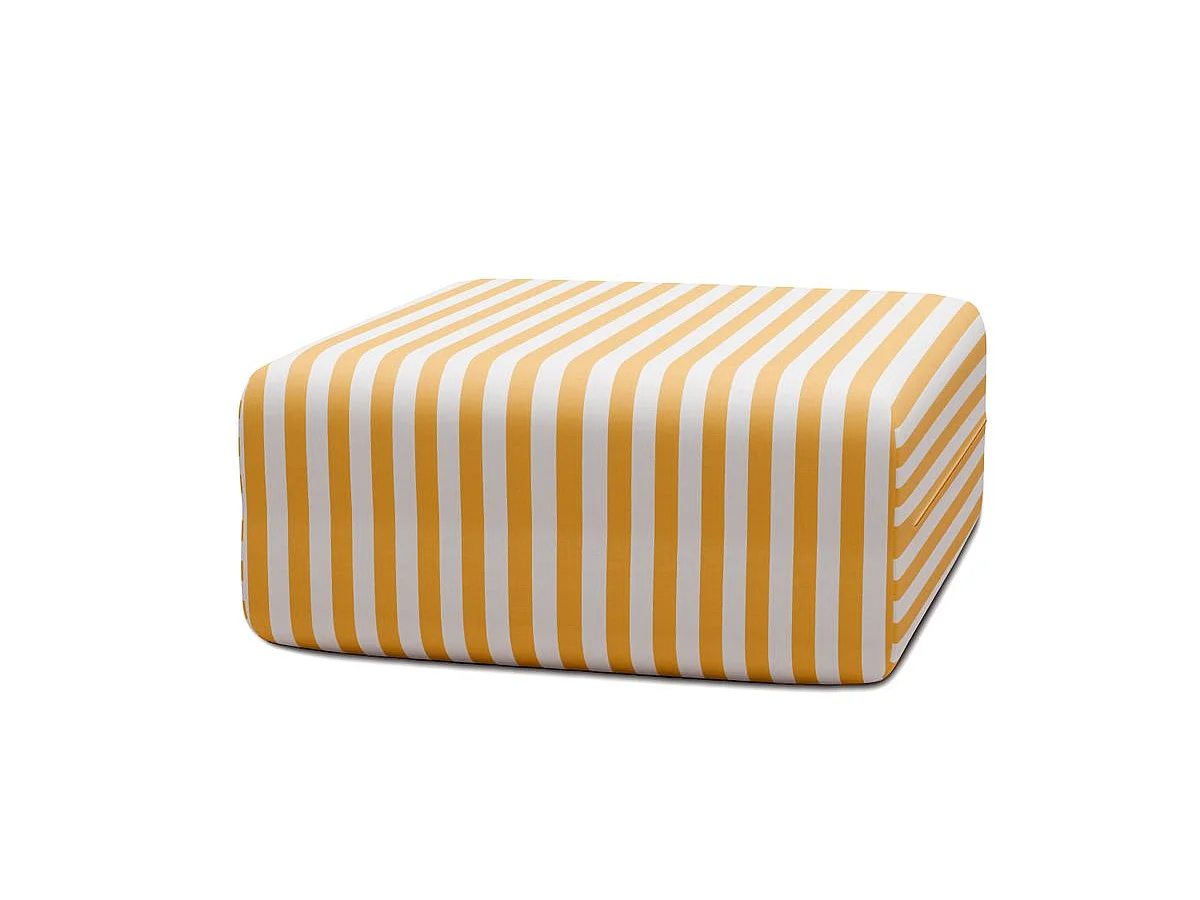Pouf modulable - Tissu extérieur à rayures, blanc et jaune