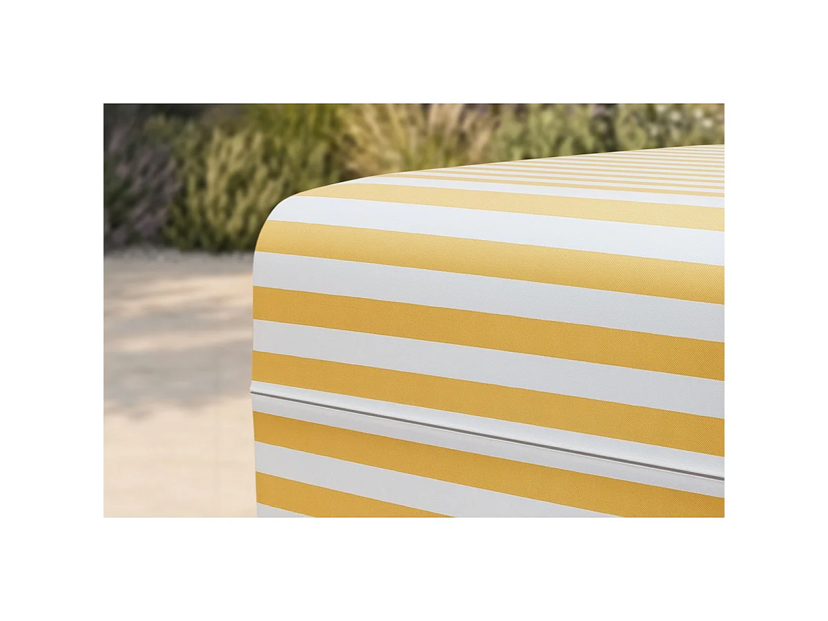 Pouf modulable - Tissu extérieur à rayures, blanc et jaune