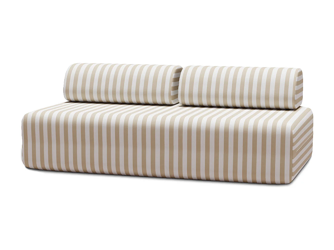 Canapé 3 places modulable - Tissu extérieur à rayures, blanc et beige